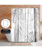 Americanflat 71x74 Delicate Lines Shower Curtain - 100% Polyester Shower Curtain