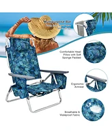 Gouun 2 Packs 5-Position Outdoor Folding Backpack Beach Table Chair Reclining Chair Set