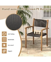 Gouun Set of 2 Stackable Outdoor Wicker Dining Chair