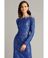 Tadashi Shoji Women's Camie Sequin Embroidered Off Shoulder Illusion Dress