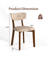 Gouun Dining Chairs Set of 2 Upholstered Mid-Back with Solid Rubber Wood Frame