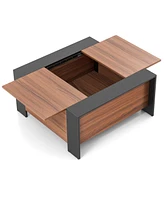 Gouun 36.5 Inch Table with Sliding Top and Hidden Compartment