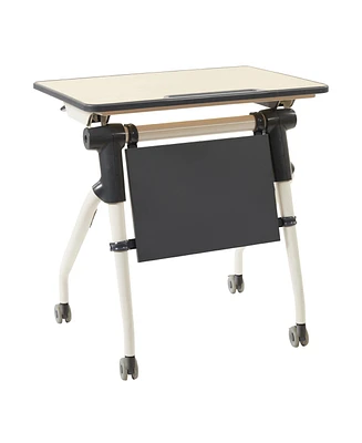 ECR4Kids Nesting Student Desk, Maple/Grey