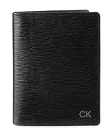 Calvin Klein Men's Leather Passport Wallet with Airtag Holder Luggage Tag, 2-Piece Set