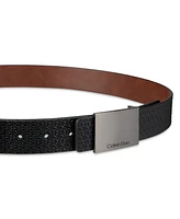 Calvin Klein Men's 4-In-1 Reversible Leather Strap with 2 Interchangeable Plaque Buckles Belt, 3-Piece Set