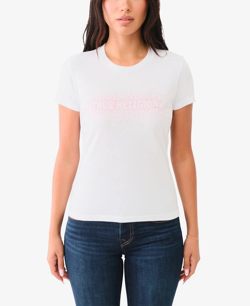 True Religion Women's Crystal Logo Crew Top