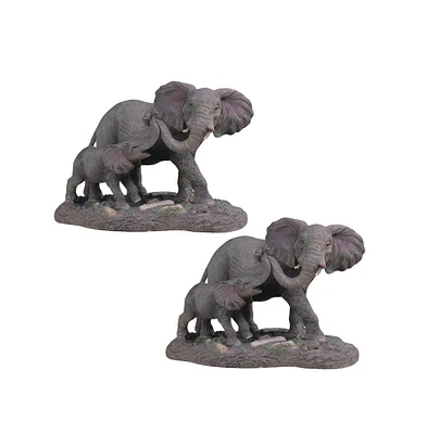 Fc Design "2-pc Gift Set" 9"H Elephant Mother and Baby with Trunk Up Figurine Statue Ornament Home Room Office Decor and Perfect Gift Ideas for Housew