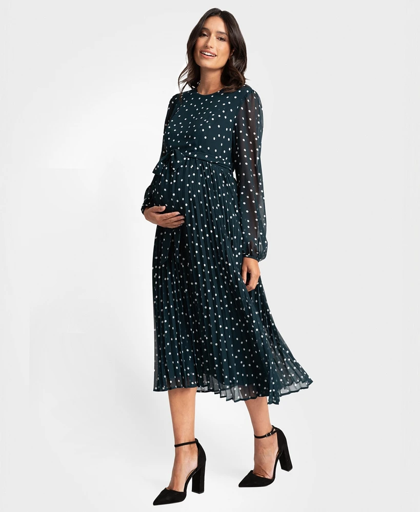 Seraphine Maternity Pleated Spot Dress