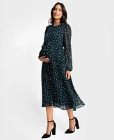 Seraphine Maternity Pleated Spot Dress