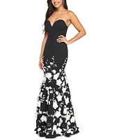 Say Yes Juniors' 3D Floral-Applique Mermaid Gown, Created for Macy's