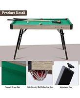 Sugift 48in Folding Pool Table, Portable Billiard Game Tables with Locking Legs, Adjustable Feet, Balls, Cues, Triangle, Chalk, Brush