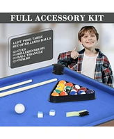 Sugift 53.5" Portable Pool Table for Kids & Adults, Mini Billiards Game Table w/Full Accessories for Game Rooms