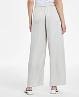 Jm Collection Women's Pull-On Wide-Leg Satin Pants, Exclusively at Macy's