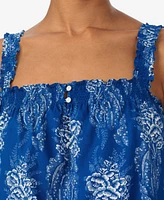 Lauren Ralph Women's Square Smocked Neck Cropped Pant Pajama Set