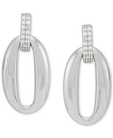 Diamond Oval Drop Earrings (1/10 ct. t.w.) in Sterling Silver