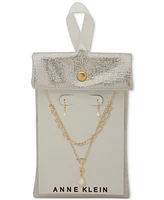 Anne Klein Gold-Tone Mother-of-Pearl Tear-Shape Layered Pendant Necklace & Drop Earrings Set