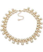 Anne Klein Gold-Tone Bead & Imitation Pearl Domed Statement Necklace, 16" + 3" extender