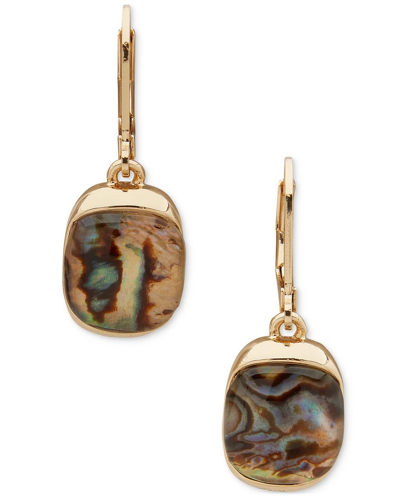 Anne Klein Gold-Tone Abalone Oval Dangle Leverback Drop Earrings