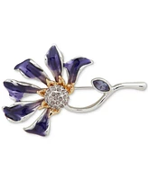 Anne Klein Two-Tone Pave & Marquise Crystal Flower Pin