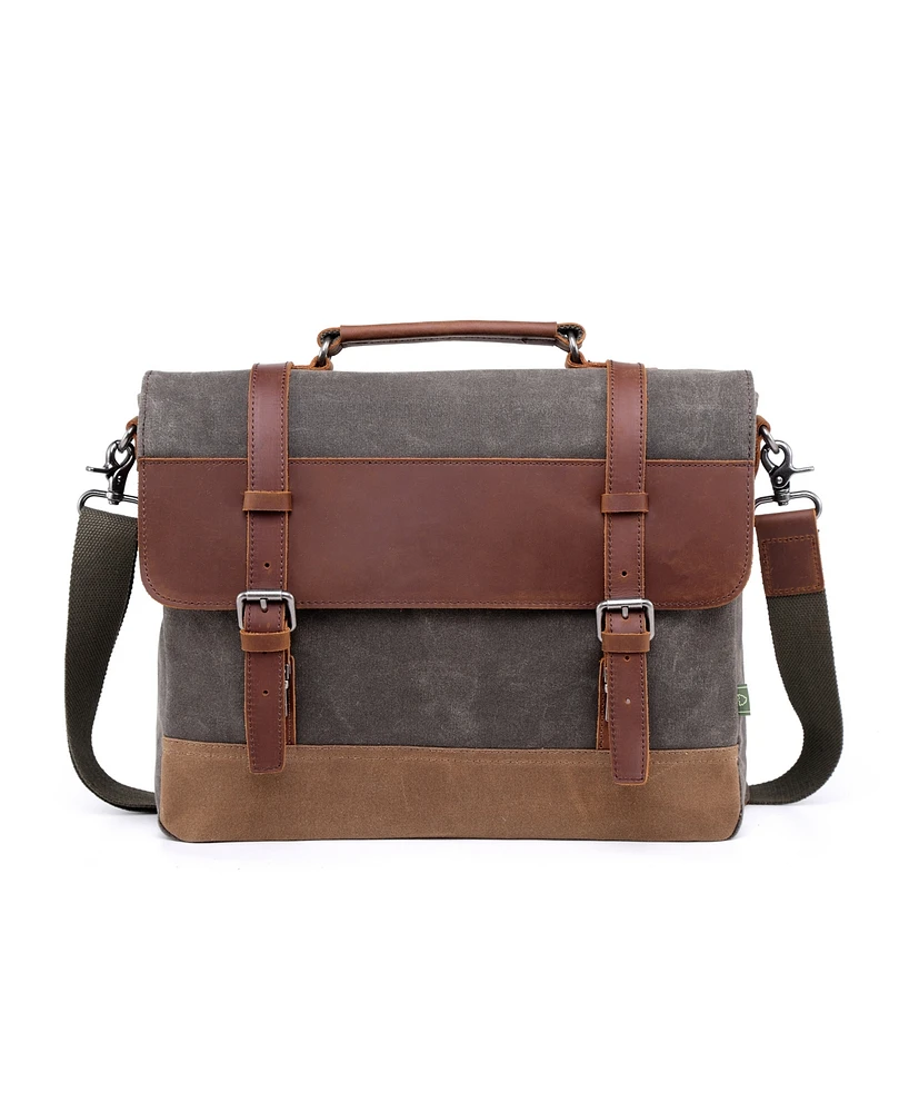 Tsd Brand Stone Creek Waxed Canvas Large Messenger Bag