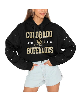 Gameday Couture Women's Black Colorado Buffaloes Can't Lose Rhinestone Cropped Pullover Hoodie