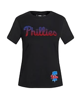 Pro Standard Women's Black Philadelphia Phillies Rhinestone Slim Fit T-Shirt