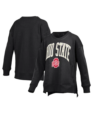 Pressbox Women's Black Ohio State Buckeyes Pocketed Arch Pullover Sweatshirt