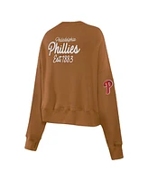 Pro Standard Women's Brown Philadelphia Phillies Paint The City Pullover Cropped Sweatshirt