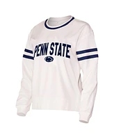 Concepts Sport Women's White Penn State Nittany Lions Borough French Terry Arch Over Long Sleeve T-Shirt