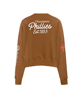 Pro Standard Women's Brown Philadelphia Phillies Paint The City Pullover Cropped Sweatshirt