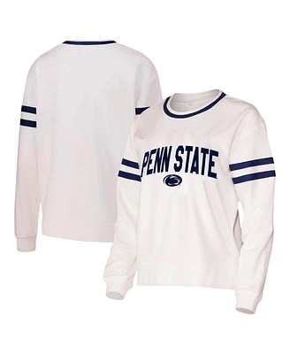 Concepts Sport Women's White Penn State Nittany Lions Borough French Terry Arch Over Long Sleeve T-Shirt