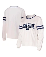 Concepts Sport Women's White Penn State Nittany Lions Borough French Terry Arch Over Long Sleeve T-Shirt