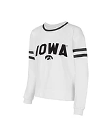 Concepts Sport Women's White Iowa Hawkeyes Borough French Terry Arch Over Long Sleeve T-Shirt