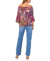 Vince Camuto Women's Paisley-Print Off-The-Shoulder Flutter-Sleeve Top