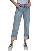 Karl Lagerfeld Paris Petite Crystal-Cuff Cropped Jeans