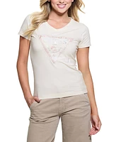 Guess Women's Python Triangle Embellished Logo T-Shirt