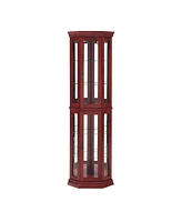 Slickblue Lighted Corner Curio Cabinet with Glass Display Shelves & Tempered Glass Door Elegant Storage Solution