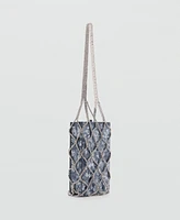 Mango Women's Mesh Crystal Handbag