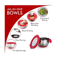 Belwares Mixing Bowls with Lids Set - Nesting Bowls with Airtight Lids + Graters - Stainless Steel Non-Slip Mixing Bowl for Baking