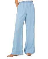 1.state Women's Chambray Drawstring Wide-Leg Pants