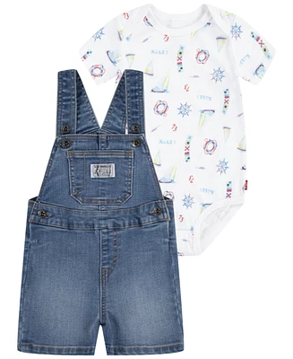 Levi's Baby Boys Sailing Bodysuit and Shortalls, 2-Piece Set