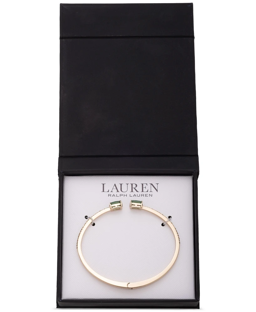 Lauren Ralph Gold-Tone Square Stone Bangle Bracelet