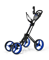 Gymax 4 Wheels Folding Golf Push Cart W/ Adjustable Handle Foot Brake