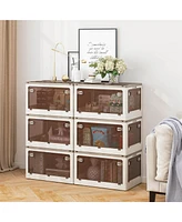 Costway Pack Stackable Storage Bins with Lids 34.5 Gallon Collapsible Plastic Container Box