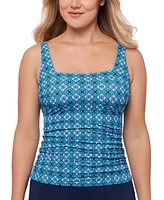 Swim Solutions Women's Printed Tummy-Control Tankini Top, Exclusively at Macy's