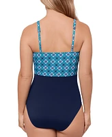 Swim Solutions Women's Surplice Tummy-Control One-Piece Swimsuit, Exclusively at Macy's