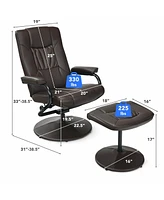 Gouun 360 Pvc Leather Swivel Recliner Chair with Ottoman