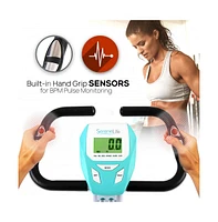 SereneLife Folding Digital Exercise Bike with Pulse Monitor and Resistance Bands