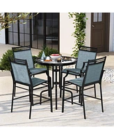 Gouun Outdoor Counter Stools Set of 2 Heavy-Duty Barstools with Footrest and Armrests