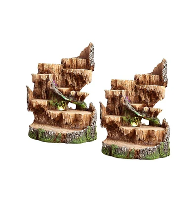 Fc Design "2-pc Gift Set" 10"H Tree Trunk Display for Mini Owl Figurine Statue Ornament Home Room Office Decor and Perfect Gift Ideas for Housewarming